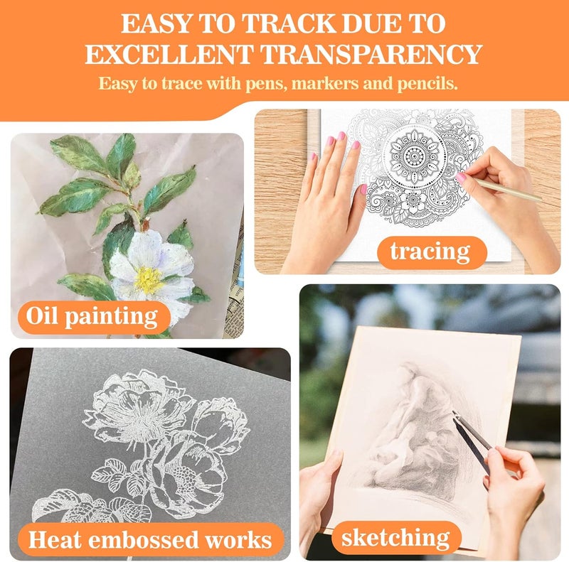 psler Vellum Paper 8.27 x 11.8 Translucent-Printable - Translucent Vellum Paper Tracing for Crafts Tracing,Drawing,Card Overlays,Invitation Envelope 30 Sheets - Image 3